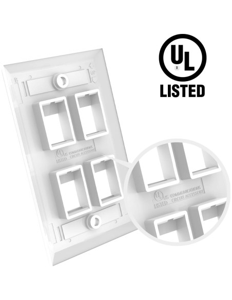 Placa de Pared Ethernet 4 Puertos VCE CAT6 Hembra Azul