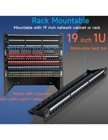 Panel de Parcheo RJ45 Cat6 24 Puertos Lysymixs 19"