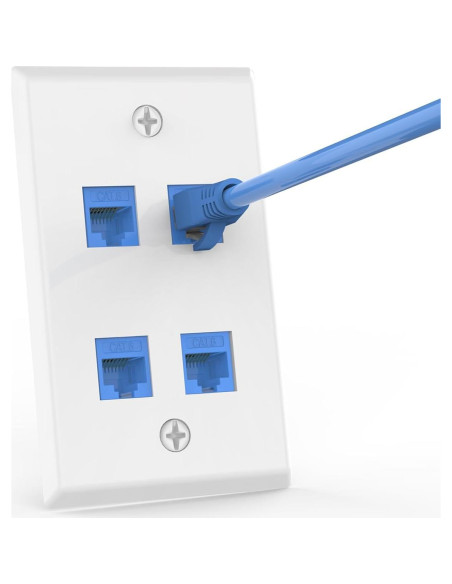 Placa de Pared Ethernet 4 Puertos VCE CAT6 Hembra Azul