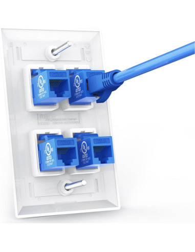 Placa de Pared Ethernet 4 Puertos VCE CAT6 Hembra Azul