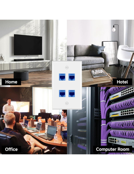 Placa de Pared Ethernet 4 Puertos VCE CAT6 Hembra Azul