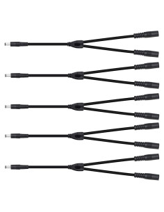 Cable divisor DC 2.1mm DaFuRui, paquete de 5, macho a doble hembra