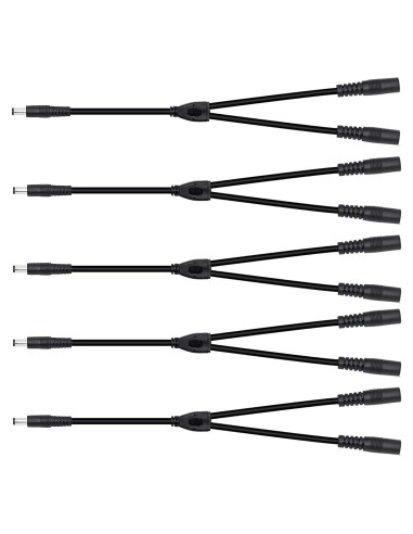 Cable divisor DC 2.1mm DaFuRui, paquete de 5, macho a doble hembra