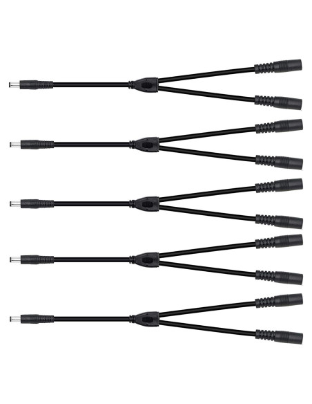 Cable divisor DC 2.1mm DaFuRui, paquete de 5, macho a doble hembra