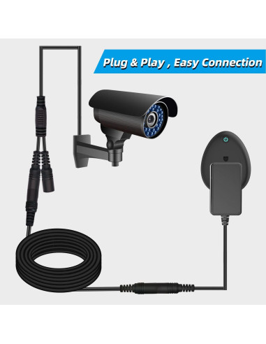 Cable divisor DC 2.1mm DaFuRui, paquete de 5, macho a doble hembra