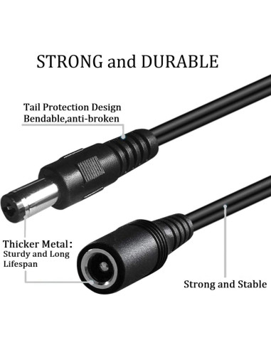 Cable divisor DC 2.1mm DaFuRui, paquete de 5, macho a doble hembra