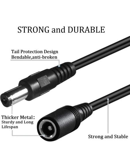 Cable divisor DC 2.1mm DaFuRui, paquete de 5, macho a doble hembra