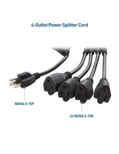 Divisor de Corriente 4 Salidas Cable Matters 1.5m 16 AWG 2