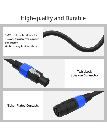Cable Divisor Y Speakon HUALEU 2 pies Macho a Doble Hembra