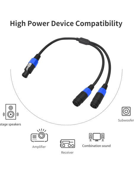 Cable Divisor Y Speakon HUALEU 2 pies Macho a Doble Hembra