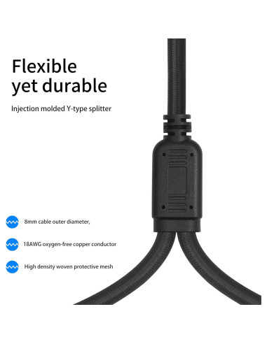 Cable Divisor Y Speakon HUALEU 2 pies Macho a Doble Hembra