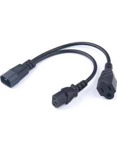 Adaptador Enchufe C14 a C13+NEMA 5-15R Hisonde 30cm 2