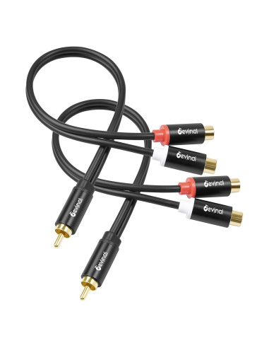 Divisor RCA Devinal 1 Macho a 2 Hembras 10 pulgadas Baño de Oro