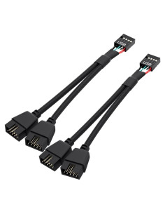 Divisor USB 2.0 OwlTree 9 Pines Doble Extensión 16 cm Negro