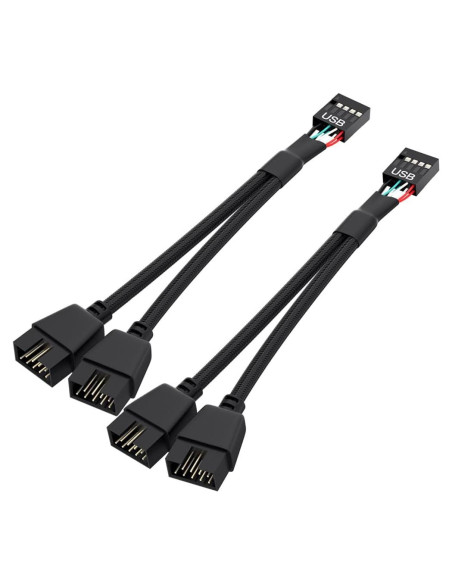 Divisor USB 2.0 OwlTree 9 Pines Doble Extensión 16 cm Negro Divisor USB 2.0 OwlTree 9 Pines Doble Extensión 16 cm Negro