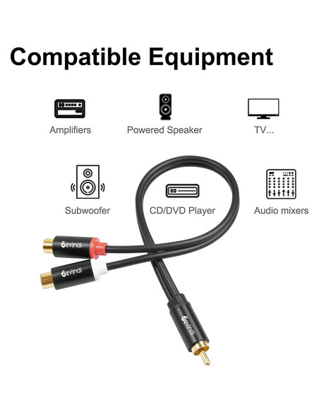 Divisor RCA Devinal 1 Macho a 2 Hembras 10 pulgadas Baño de Oro