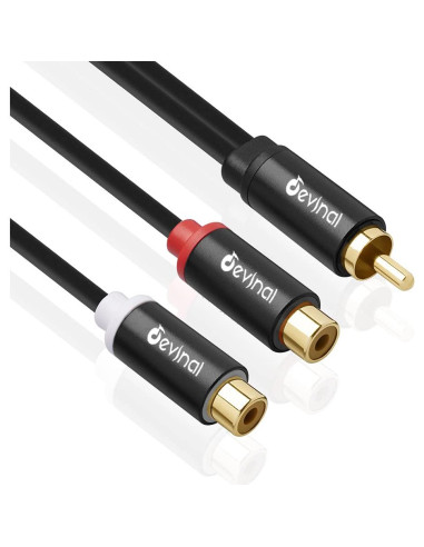 Divisor RCA Devinal 1 Macho a 2 Hembras 10 pulgadas Baño de Oro