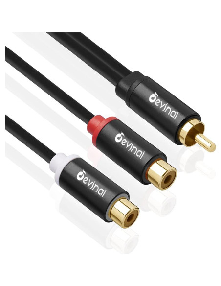 Divisor RCA Devinal 1 Macho a 2 Hembras 10 pulgadas Baño de Oro