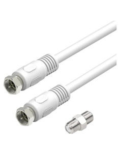 Cable Coaxial RG6 0.3m Blanco Macho a Macho con Acoplador