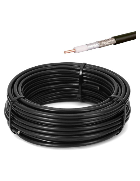 Cable Coaxial RG58 15.24m 50 Ohm Pérdida Baja MOOKEERF Cable Coaxial RG58 15.24m 50 Ohm Pérdida Baja MOOKEERF