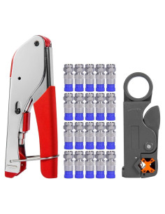 Crimpadora de Cable Coaxial ELenest RG59 RG6 3-en-1 Kit Completo