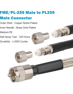 Cable Coaxial RG8X Doble CB 5.49M con Conectores PL-259 y FME 2