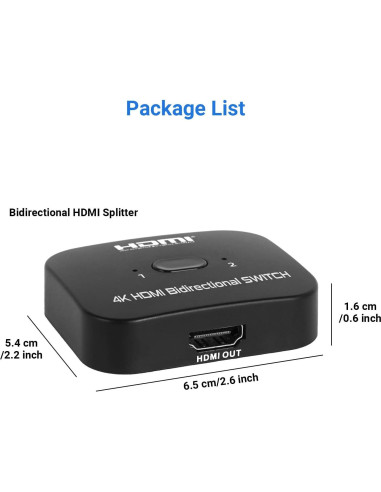 Conmutador HDMI Bidireccional 4K Suceem 2 en 1 Salida
