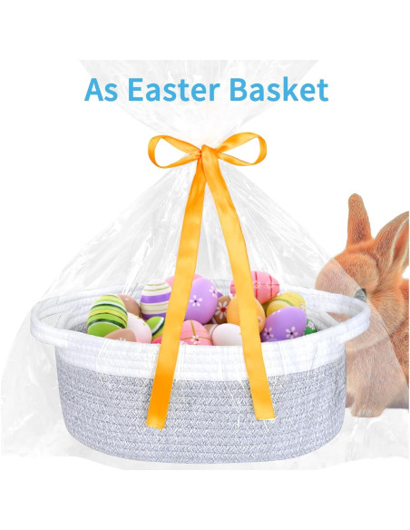 Cesta de Pascua Pequeña ABenkle Gris 30x20x12 cm Decorativa
