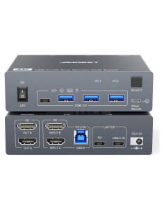 Interruptor KVM Doble Monitor 4K HDMI USB-C ANGEET