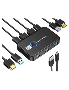 Interruptor KVM HDMI Giimake para 2 Computadoras 4K 60Hz