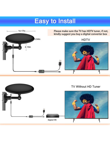 Antena de TV Exterior Omnidireccional GZMJRD 200 millas HD