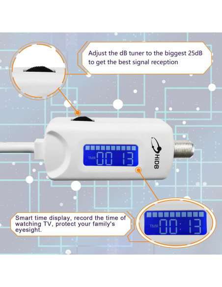 Amplificador de señal de TV HIDB 25dBi USB bajo ruido