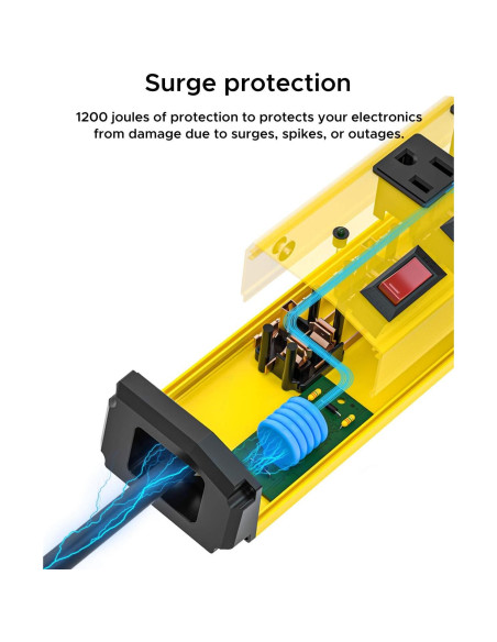 Regleta de Metal CRST 6 Salidas 15A 1200J con Interruptores