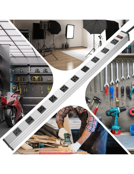 Regleta de Enchufes de Metal CCCEI 10 Salidas 1.22m 15A