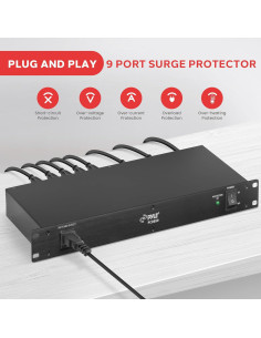 Tira de Protección Pyle PCO850 - 9 Salidas - 150 Julios 2