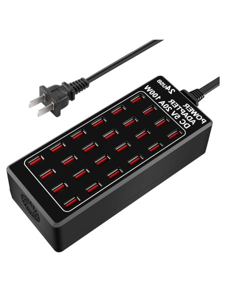 Estación de Carga USB 24 Puertos RUANSZZ 100W Cargador Rápido