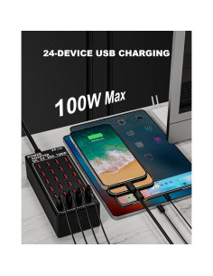 Estación de Carga USB 24 Puertos RUANSZZ 100W Cargador Rápido 2