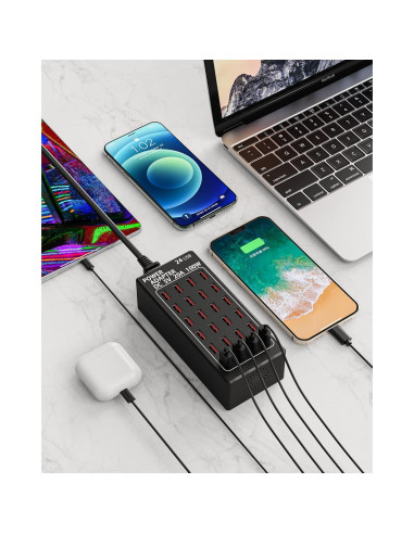 Estación de Carga USB 24 Puertos RUANSZZ 100W Cargador Rápido