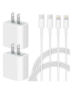 Cargador Rápido USB-C 20W para iPhone y iPad - 2x Cable 6FT