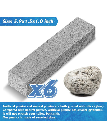 Piedra Pómez NOTCHIS para Limpiar Inodoros - Paquete de 6 Piedra Pómez NOTCHIS para Limpiar Inodoros - Paquete de 6