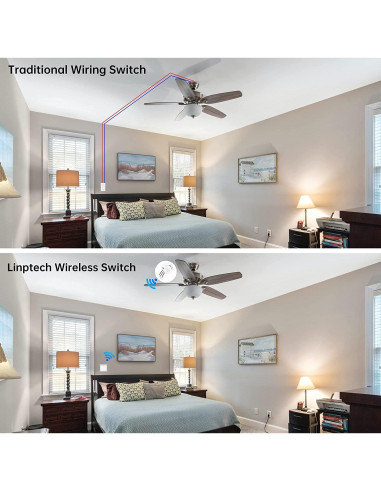Interruptor de Luz Inalámbrico Autoalimentado Linptech K4R+R2