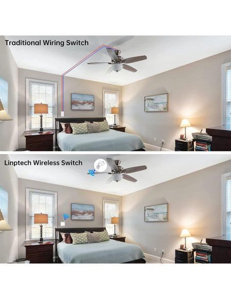 Interruptor de Luz Inalámbrico Autoalimentado Linptech K4R+R2 Interruptor de Luz Inalámbrico Autoalimentado Linptech K4R+R2