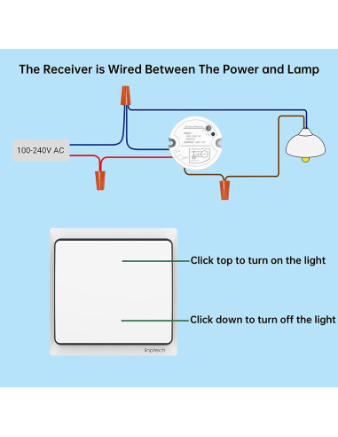 Interruptor de Luz Inalámbrico Autoalimentado Linptech K4R+R2