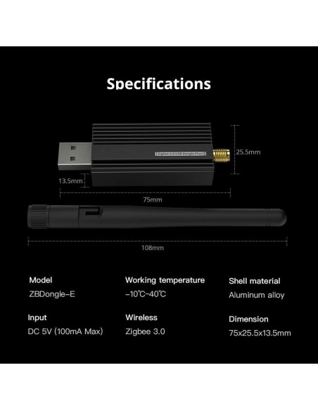 Adaptador USB Zigbee 3.0 Smilewolf ZBDongle-E Inalámbrico