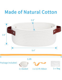 Cesta Pequeña ABenkle Ovalada de Algodón para Almacenamiento 2