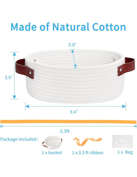 Cesta Pequeña ABenkle Ovalada de Algodón para Almacenamiento