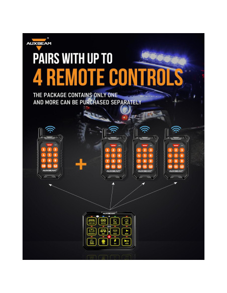 Control Remoto Inalámbrico Auxbeam 12 Canales para Panel AC-1200