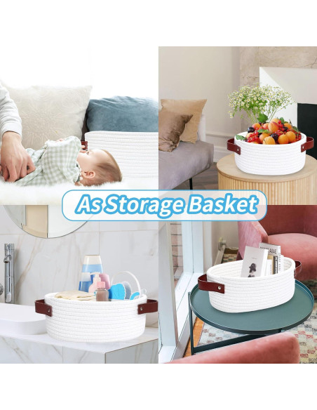 Cesta Pequeña ABenkle Ovalada de Algodón para Almacenamiento