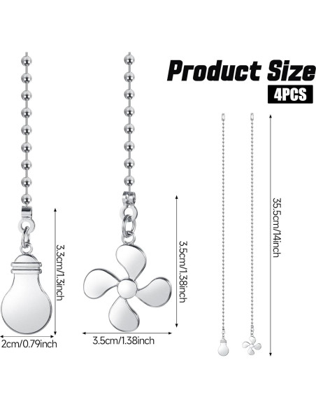 Juego de Cadenas de Tirar Prasacco 4 Pcs 30.48 cm Plata