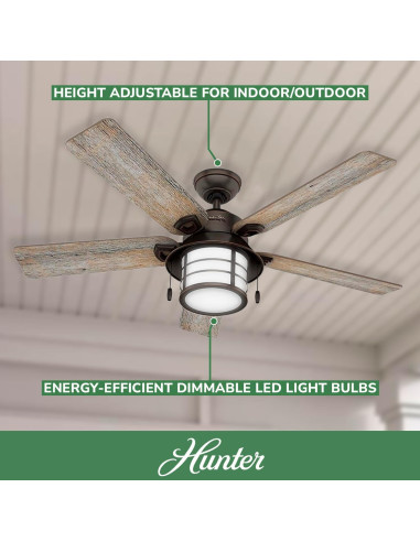 Ventilador de Techo Hunter Key Biscayne 137 cm con Luz LED